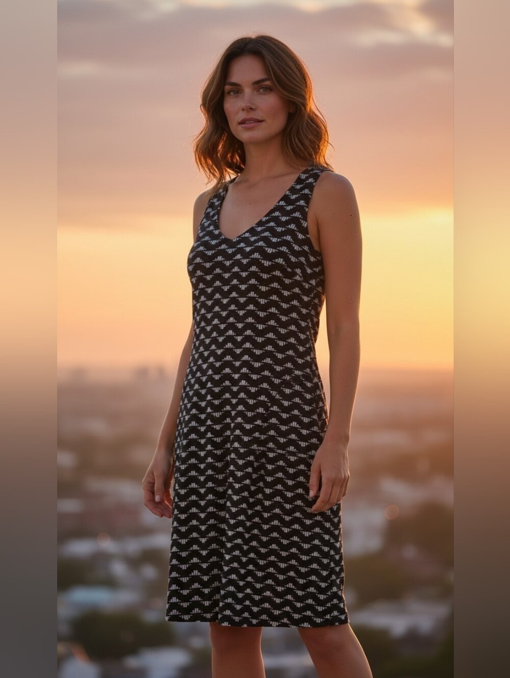 Old Navy Black and White Sleeveless Midi Dress